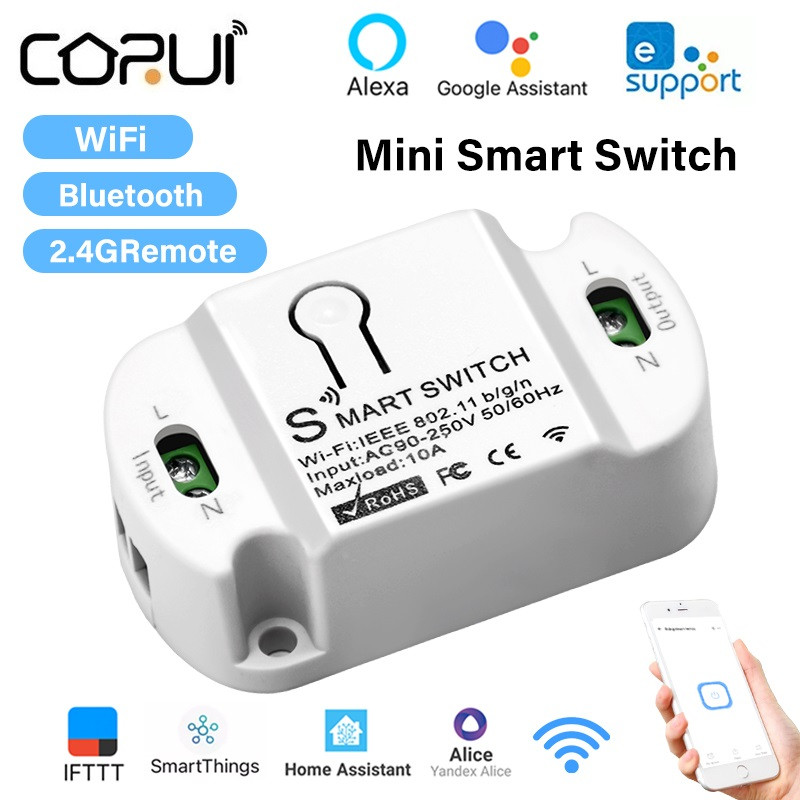 CORUI EWeLink Smart Switch Module Mini WiFi + Bluetooth + Τηλεχειριστήριο 2.4G Εργασία με Alexa Alice Google Home Assistant