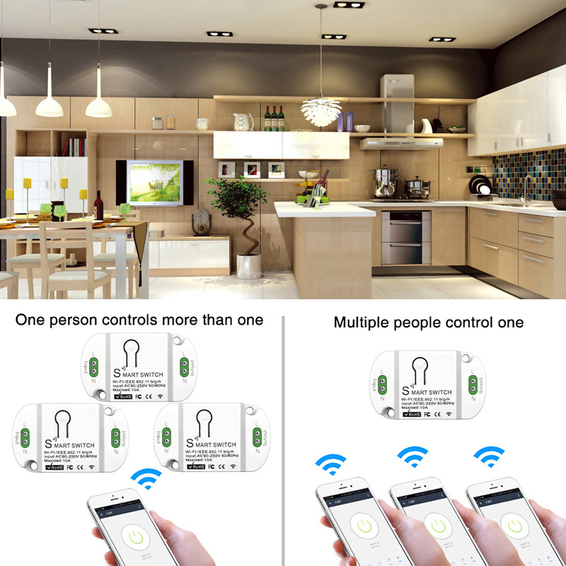 CORUI EWeLink Smart Switch Module Mini WiFi + Bluetooth + Τηλεχειριστήριο 2.4G Εργασία με Alexa Alice Google Home Assistant