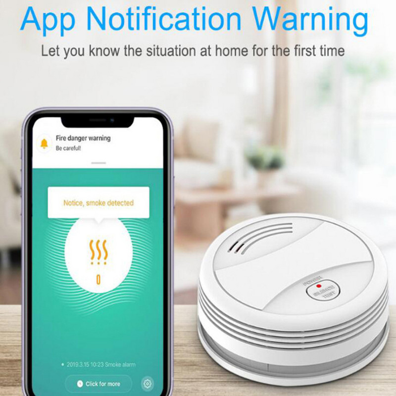 Tuya WiFi Dimni alarm Detektor dima od požara Senzor Smart Home Home Security Systerm Remote App Vioce Group Control Smart Life