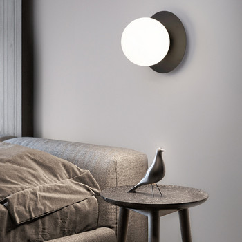 Стенна лампа със стъклена топка за спалня Стълби Вътрешна LED стенна лампа Аплик за дома Спалня Таван Коридор Осветителни тела