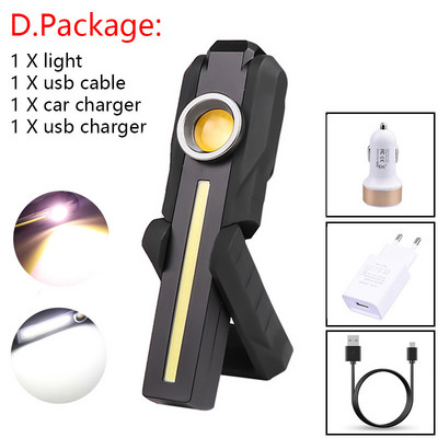 Výkonné COB LED pracovné svetlo USB nabíjateľné baterka magnetická baterka núdzové výstražné svetlo pre opravu auta garáž kempovanie