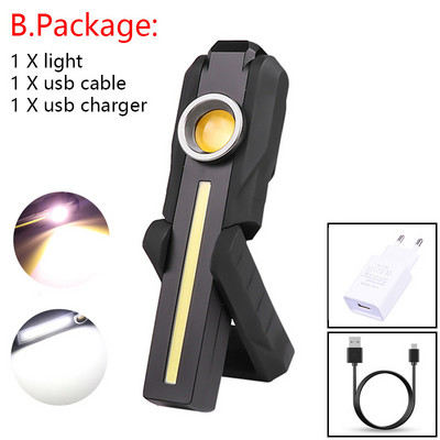 Výkonné COB LED pracovné svetlo USB nabíjateľné baterka magnetická baterka núdzové výstražné svetlo pre opravu auta garáž kempovanie
