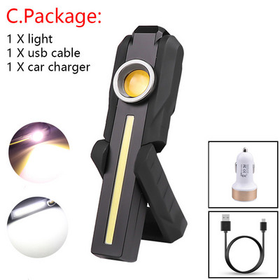 Výkonné COB LED pracovné svetlo USB nabíjateľné baterka magnetická baterka núdzové výstražné svetlo pre opravu auta garáž kempovanie