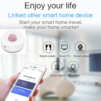 Tuya Smart WiFi PIR ανιχνευτής κίνησης Αισθητήρας συναγερμός Υπέρυθρη κίνηση Αισθητήρας ανθρώπινου σώματος Η εφαρμογή Smart Life λειτουργεί με την Alexa