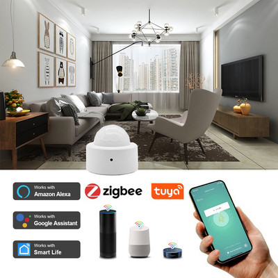 Zigbee Pir senzor pokreta Tuya Smart Home Bežični senzor pokreta ljudskog tijela Rad s Alexa Led prekidačem svjetla Led lampa termostat