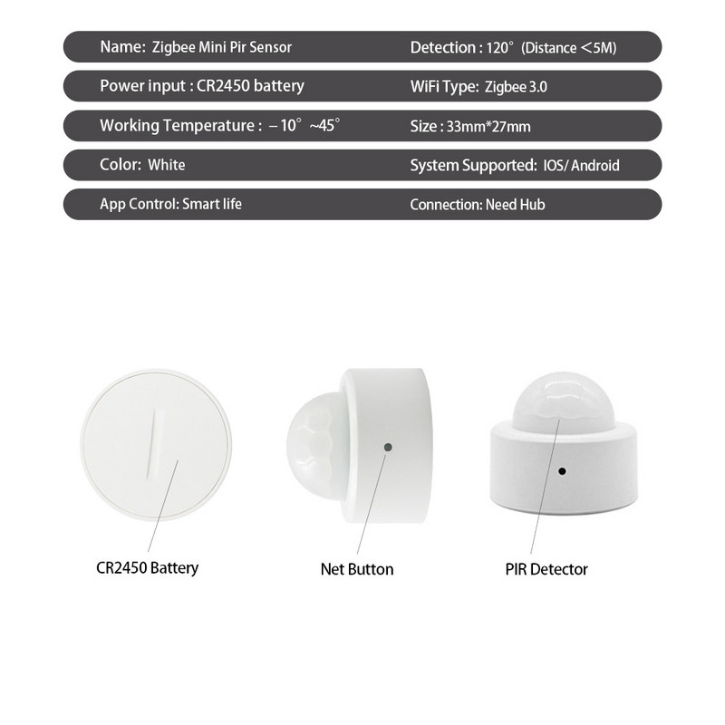 Zigbee Pir kustības sensors Tuya viedās mājas cilvēka ķermeņa kustības bezvadu sensors Darbs ar Alexa LED gaismas slēdzi Led lampas termostats