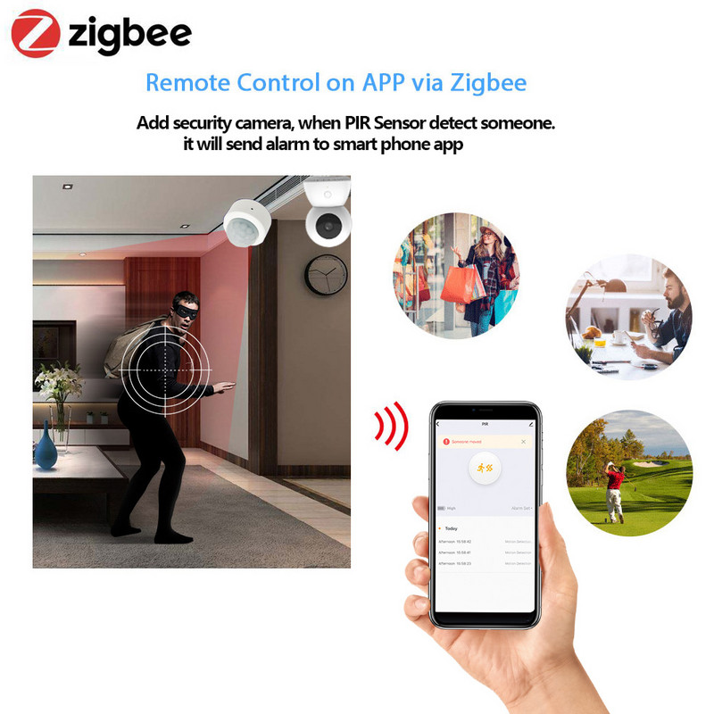 Zigbee Pir kustības sensors Tuya viedās mājas cilvēka ķermeņa kustības bezvadu sensors Darbs ar Alexa LED gaismas slēdzi Led lampas termostats