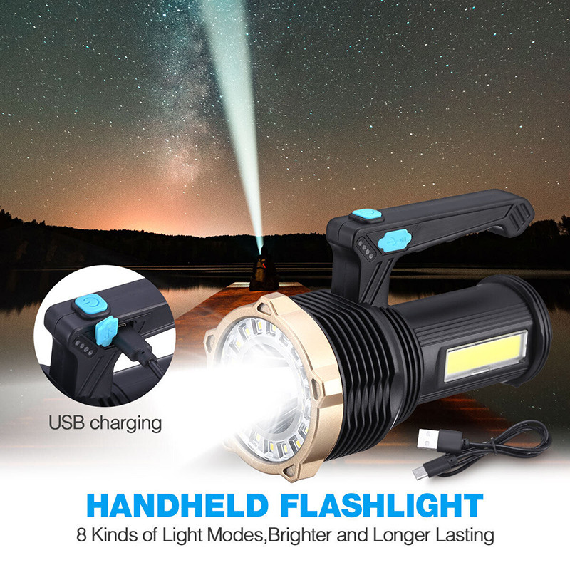 Lanternă tactică LED C2 Lampă laterală Cob Lanternă de camping Lanternă de lucru Afișaj cu lumină reîncărcabilă prin USB Lampă de căutare portabilă de urgență