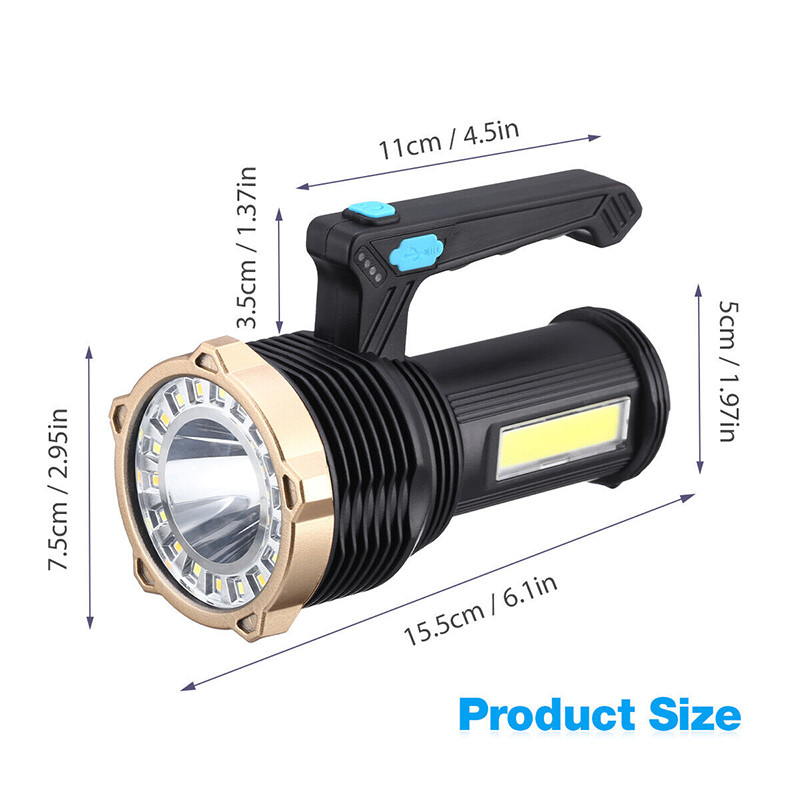 Lanternă tactică LED C2 Lampă laterală Cob Lanternă de camping Lanternă de lucru Afișaj cu lumină reîncărcabilă prin USB Lampă de căutare portabilă de urgență