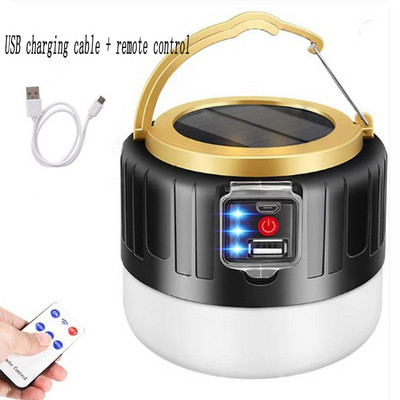 Tavasz-nyár szabadtéri kemping vészhelyzeti távirányítós lámpa LED napelemes újratölthető szuperfényes éjszakai piac izzós munkalámpa