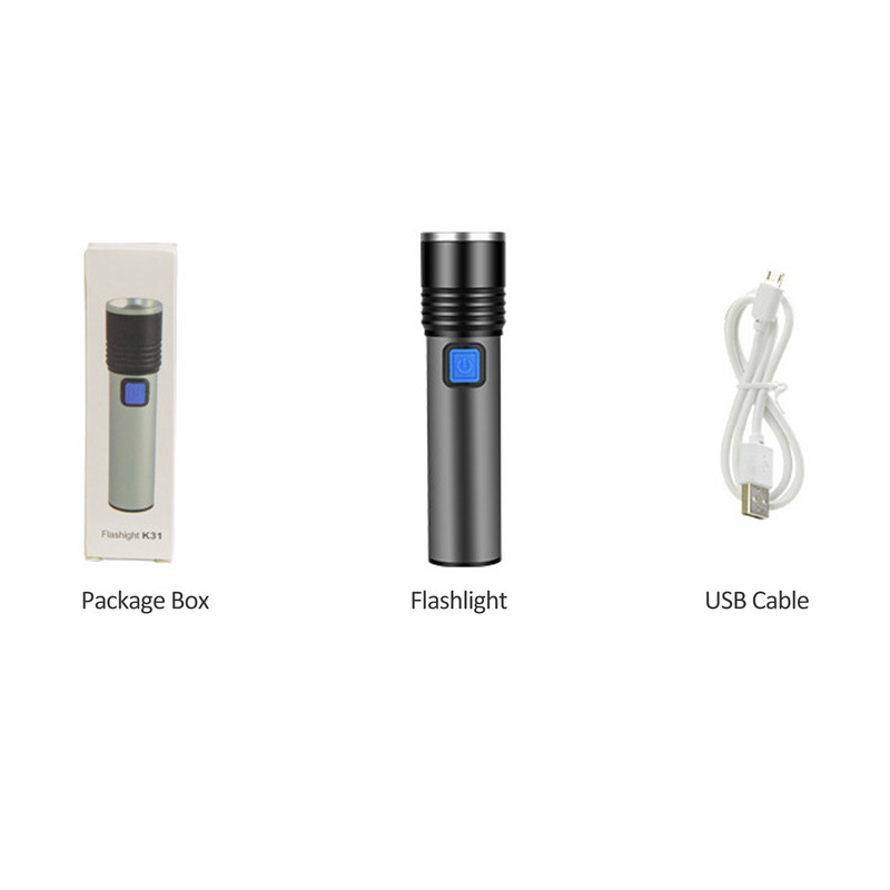 Újratölthető LED zseblámpa Mini zoom zseblámpa kültéri kemping erős lámpa lámpás vízálló taktikai zseblámpa