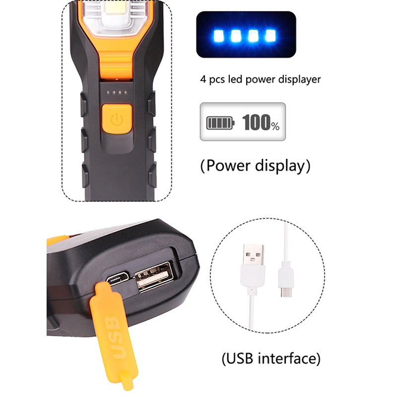 Lampă de lucru LED COB, reîncărcabilă, de lucru, flexibilă, lampă de inspecție magnetică, lanternă, lumină de urgență