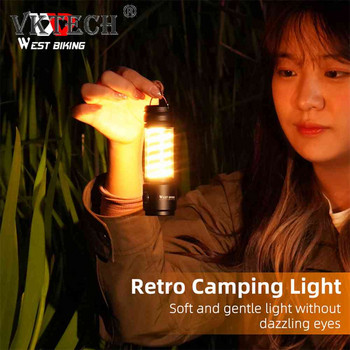 Многофункционална ретро къмпинг лампа 2200mAh LED атмосферна светлина тип-C USB акумулаторна 4 режима водоустойчива риболовна къмпинг Emergen