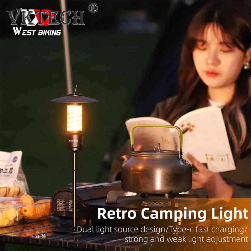 Multifunktsionaalne retro matkalamp 2200 mAh LED-atmosfäärivalgusti C-tüüpi USB-laetav 4 režiimiga veekindel kalastuslaagri Emergen