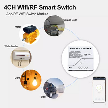 4CH Zigbee Smart Light Switch Module RF433 AC 85-250V Receive 10A Relays Work with Alexa Assistant, Tuya Smart Life