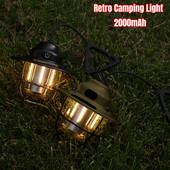Kemping Hordozható Retro Lámpás Vintage Sátor Világító Lámpás USB Újratölthető LED Lámpás Lámpa Függő Kültéri Vészvilágítás