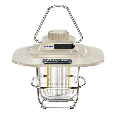 Kemping Hordozható Retro Lámpás Vintage Sátor Világító Lámpás USB Újratölthető LED Lámpás Lámpa Függő Kültéri Vészvilágítás