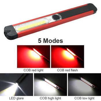 Преносимо фенерче COB+LED със силна светлина USB акумулаторна работна светлина Магнитна лампа Преносимо светодиодно фенерче за къмпинг на открито