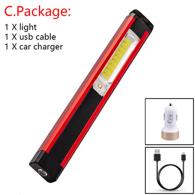 Hordozható COB+LED erős fényű zseblámpa USB újratölthető munkalámpa mágneses lámpa hordozható led zseblámpa kültéri kempingezéshez