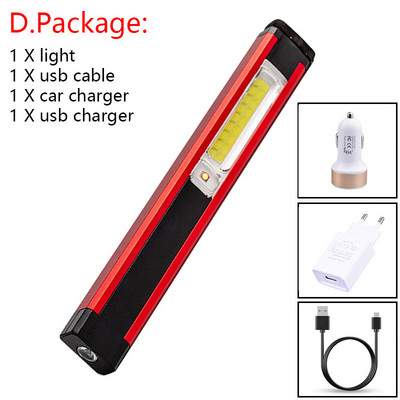 Hordozható COB+LED erős fényű zseblámpa USB újratölthető munkalámpa mágneses lámpa hordozható led zseblámpa kültéri kempingezéshez