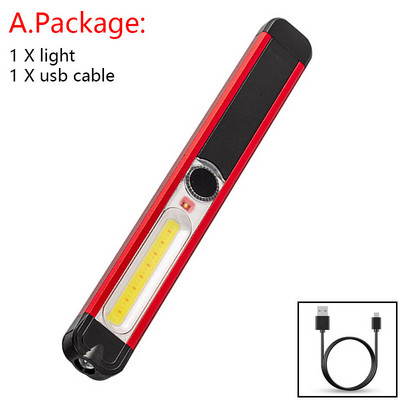 Hordozható COB+LED erős fényű zseblámpa USB újratölthető munkalámpa mágneses lámpa hordozható led zseblámpa kültéri kempingezéshez