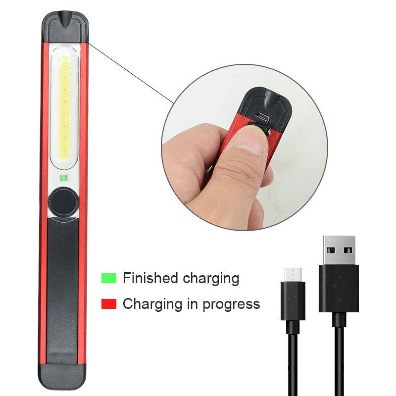 Hordozható COB+LED erős fényű zseblámpa USB újratölthető munkalámpa mágneses lámpa hordozható led zseblámpa kültéri kempingezéshez