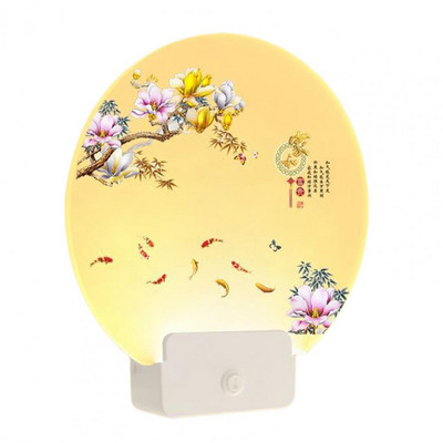 Lampă de perete Surse de lumină dublă Bază stabilă Lampă murală decorativă Acrilic Tipărire în stil retro chinezesc Lampă LED pentru culoar pentru casă