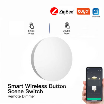 Butonul Tuya ZigBee Comutator scenă Automatizare alimentată cu baterie Comutator inteligent Lucrează cu dispozitive Smart Life Zigbee Conexiune multi-scenă