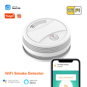 Wifi Интелигентен детектор за дим Независим глас Tuya Пожароизвестителна аларма Сензор за дим Система за домашна сигурност Rookmelder Противопожарна защита Alexa