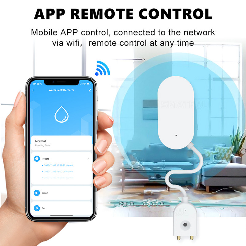SMATRUL Tuya Zigbee ūdens noplūdes sensora applūšanas detektors Smartlife APP paziņojumu brīdinājumi, trauksmes signāls mājas drošības vajadzībām.