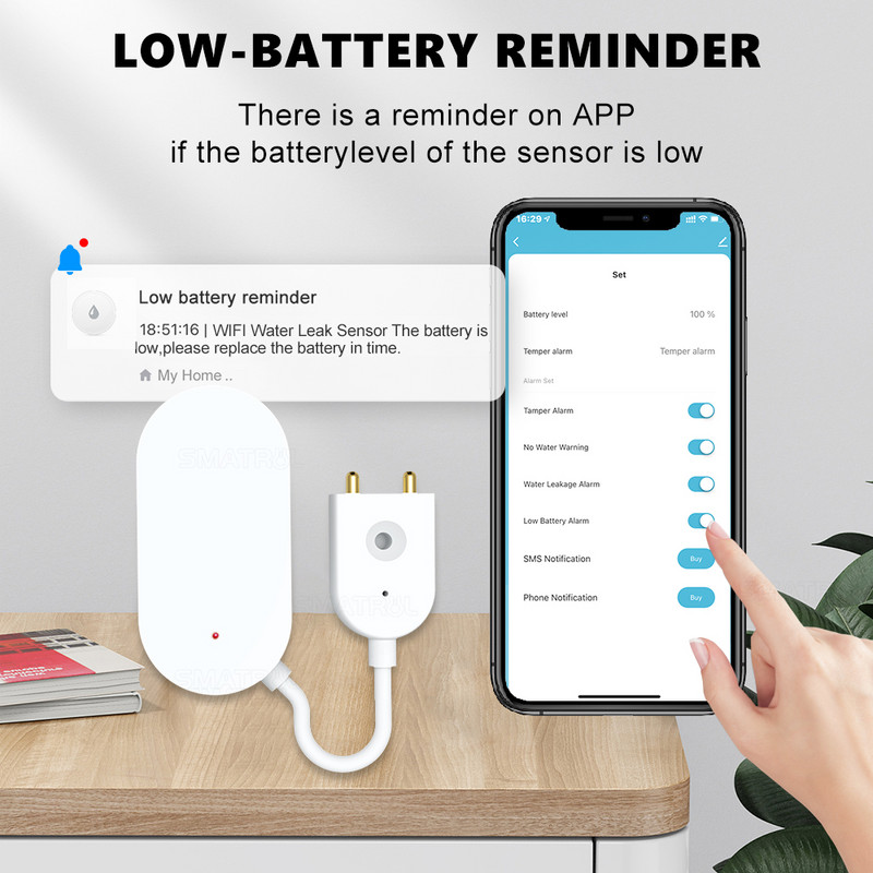 SMATRUL Tuya Zigbee ūdens noplūdes sensora applūšanas detektors Smartlife APP paziņojumu brīdinājumi, trauksmes signāls mājas drošības vajadzībām.