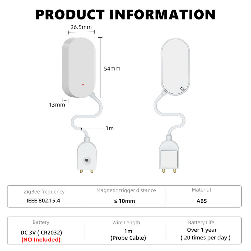 SMATRUL Tuya Zigbee ūdens noplūdes sensora applūšanas detektors Smartlife APP paziņojumu brīdinājumi, trauksmes signāls mājas drošības vajadzībām.