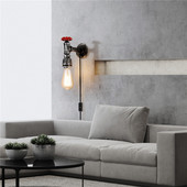 Vintage nástenná lampa s vodovodným potrubím, priemyselná, podkrovná lampa s vypínačom, do kuchyne, spálne, nástenné svietidlo pri posteli, vnútorné osvetlenie