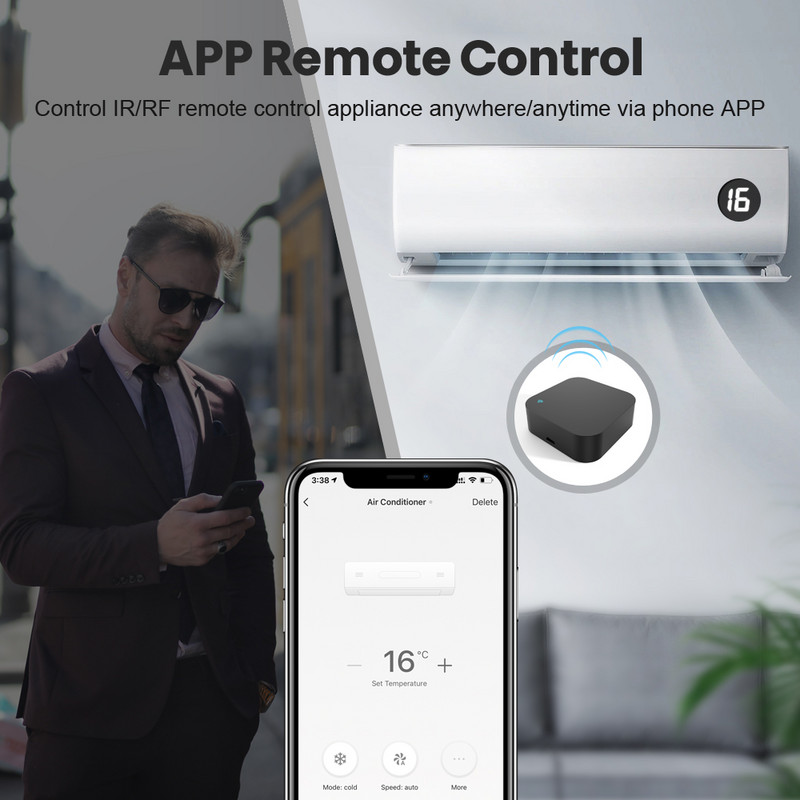 ONNDO Tuya Smart RF IR Telecomandă WiFi Smart Home pentru aer condiționat TOATE TV LG TV Funcționează cu suport Alexa, Google Home