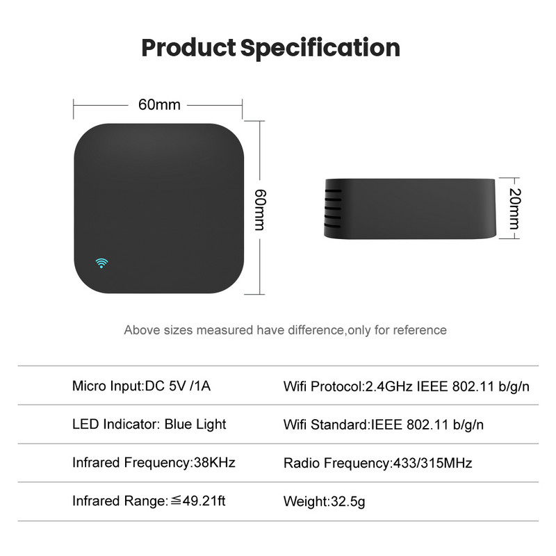ONNDO Tuya Smart RF IR Telecomandă WiFi Smart Home pentru aer condiționat TOATE TV LG TV Funcționează cu suport Alexa, Google Home
