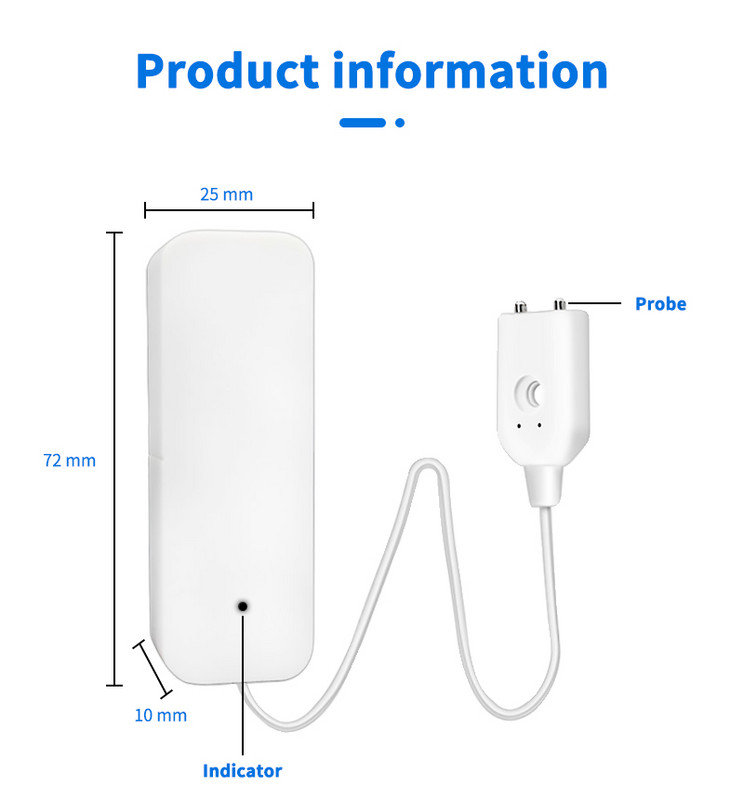 Tuya Zigbee ūdens noplūdes trauksmes signāls Ūdens noplūdes sensora detektora plūdu brīdinājuma pārplūdes drošības trauksmes sistēma darbojas ar ZigBee vārteju