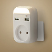 Sieninis USB kištuko adapteris Dvigubas lizdas naktinė lemputė telefono įkrovimui Nemokamas pristatymas Dvigubas USB prievadas 5V 2A Electrique Outlet Z1-10