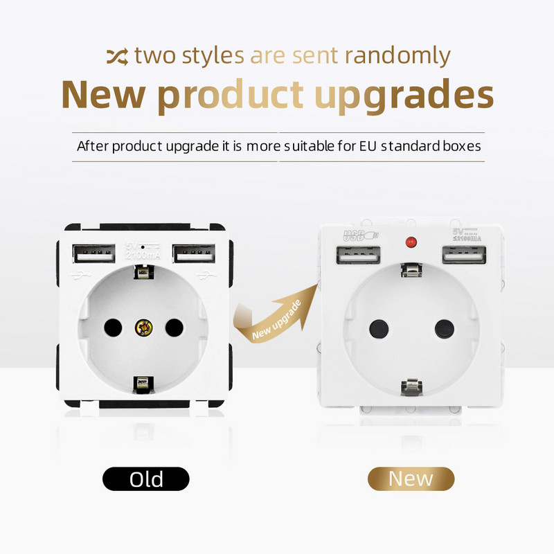 SRAN eu 2gang maitinimo lizdas, 16A elektros kištukas įžemintas Slėpti LED indikatorių,dvigubas lizdas su USB, 146*86mm pc skydelio sieninis lizdas