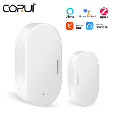 CORUI Tuya Zigbee Senzor inteligent pentru uși și ferestre Smart Home Monitorizare de la distanță fără fir Smart Life Compatibil cu Alexa Google