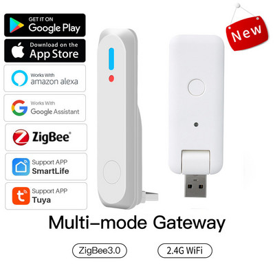 Tuya ZigBee 3.0 USB Multi-mode Gateway Интелигентен домашен мост Безжичен шлюз 2MQTT Дистанционно управление Smart Life Работа с Alexa Google