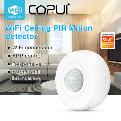 CORUI Tuya WiFi viedais PIR kustību sensors Cilvēka detektors Viedās mājas sīkrīki Smart Life App Control Smart ķermeņa kustību sensors