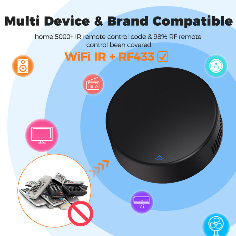 Tuya Smart WiFi RF433 Mhz IR tālvadības pults gaisa kondicionētājam Aizkaru rullo slēģu balss lietotne Alexa Google mājas lapa Yandex Alise