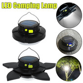 Lampă de camping LED multifuncțională, cu încărcare solară prin USB, lumină pentru piață de noapte, afișaj de putere de 2000 lm pentru drumeții de urgență, pescuit
