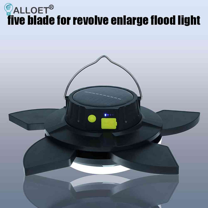 Lampă de camping LED multifuncțională, cu încărcare solară prin USB, lumină pentru piață de noapte, afișaj de putere de 2000 lm pentru drumeții de urgență, pescuit