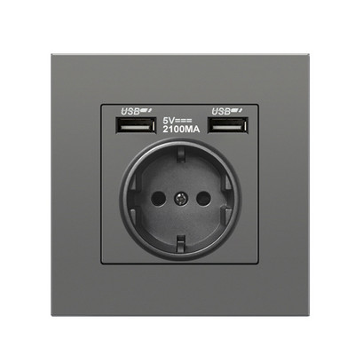 Depoguye fali típusú kettős USB tápcsatlakozó 2,1 A, elektromos aljzat fali csatlakozó USB-vel, 16 A 220 V aljzat, német EU szabvány aljzat