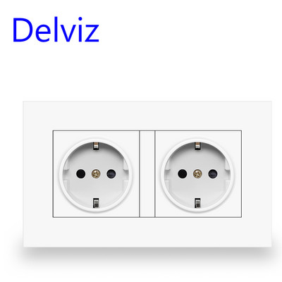 Delviz EU standartinis USB lizdas, dvigubas išvestis, 16A kokybiškas maitinimo skydelis kintamosios srovės 110 ~ 250 V 146 mm * 86 mm, dvigubo rėmo sieninis USB maitinimo lizdas