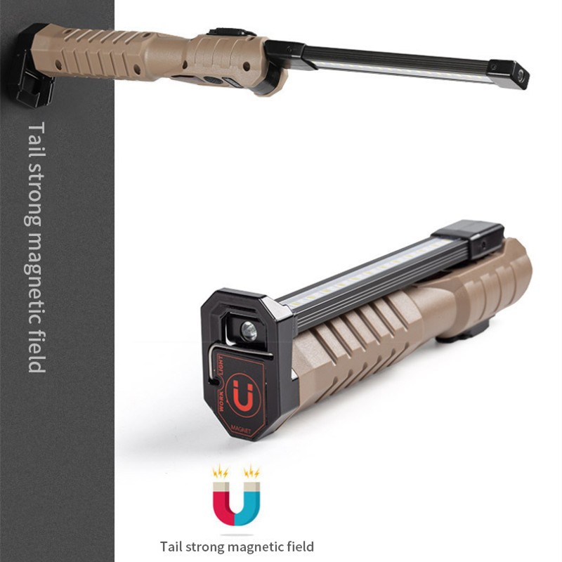 LED salokāms kabatas lukturītis rokas darba lampa avārijas gaismas uzlādes abpusēja gaisma jaudas bankas lampa ar āķi kempings makšķerēšana