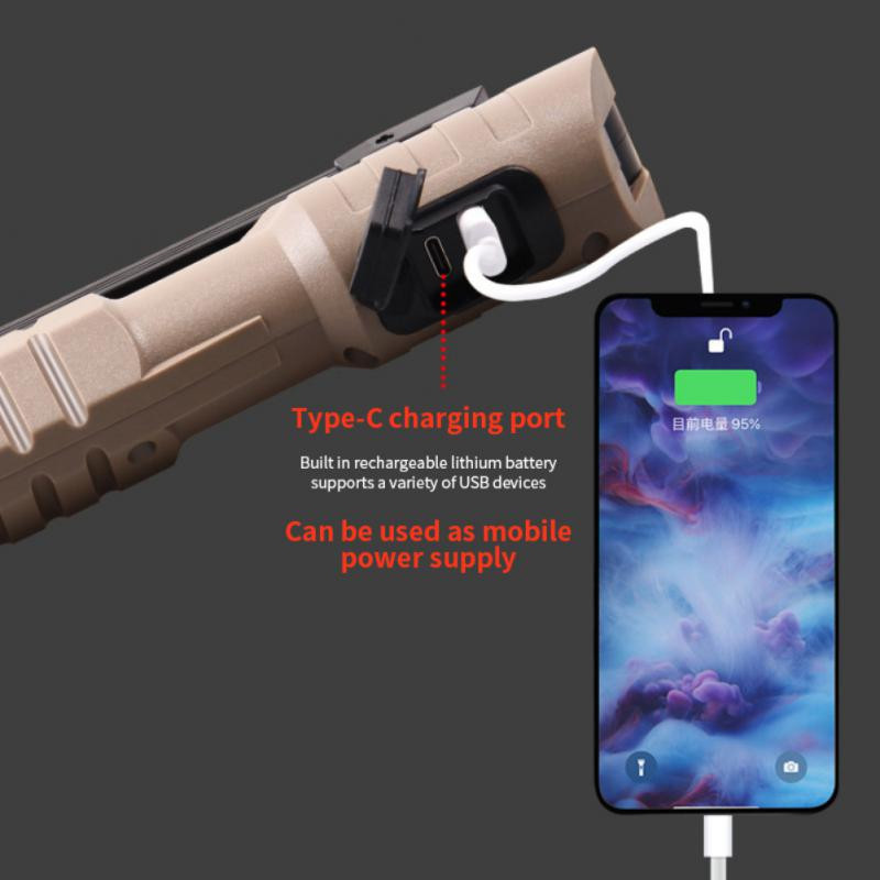 LED salokāms kabatas lukturītis rokas darba lampa avārijas gaismas uzlādes abpusēja gaisma jaudas bankas lampa ar āķi kempings makšķerēšana