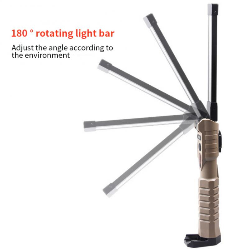 LED salokāms kabatas lukturītis rokas darba lampa avārijas gaismas uzlādes abpusēja gaisma jaudas bankas lampa ar āķi kempings makšķerēšana