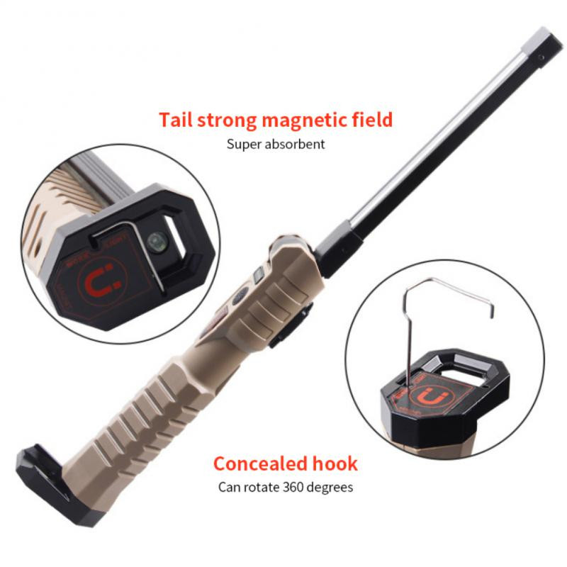 LED salokāms kabatas lukturītis rokas darba lampa avārijas gaismas uzlādes abpusēja gaisma jaudas bankas lampa ar āķi kempings makšķerēšana